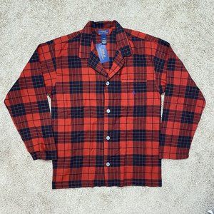 Polo Ralph Lauren Plaid Red Long Sleeve Flannel Button Pajama Top Men’s Medium